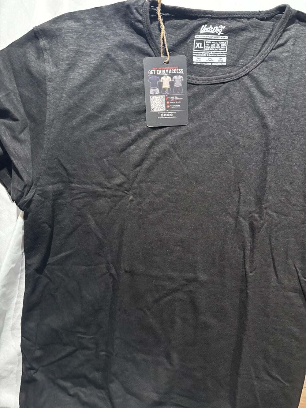 UndrDog Hemp Men's Forever Tee Crew Neck T-Shirt in Black, Size XL